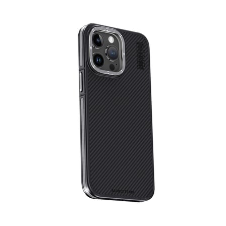 iPhone 15 Pro Max Kılıf Aramid 600D Kevlar Karbon Fiber Magsafe Kapak - Gri