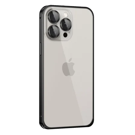 iPhone 15 Pro Max Metal Bumper Mat Kapak - Siyah