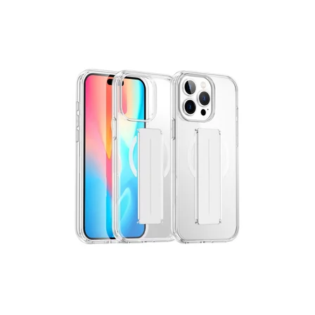 iPhone 14 Pro Max Kılıf Alfa Magsafe Standlı Kapak - Şeffaf