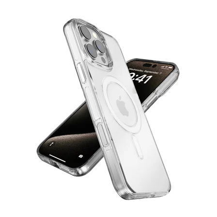 iPhone 15 Pro Gleam PC Sert Magsafe Kılıf - Şeffaf-Siyah