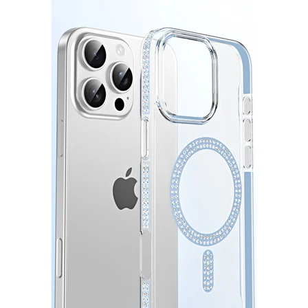 iPhone 16 Pro Move Taşlı Magsafe Kapak - Lila