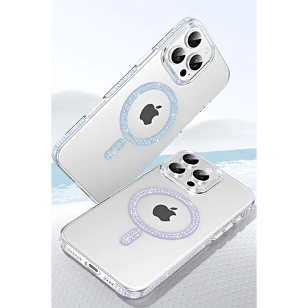 iPhone 16 Pro Move Taşlı Magsafe Kapak - Lila