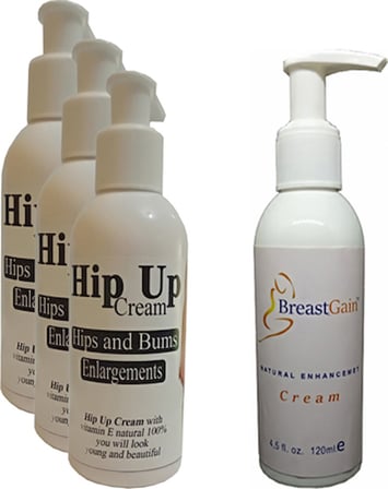 Hintohu Hipup Hip Enlargement Cream Kalça , Vücut Kremi 120 ml 3 Adet+Breastgain Toparrlayıcı GöğüsBakım Kremi