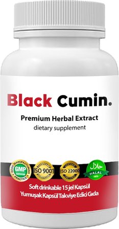 Black Cumin - Soğuk Sıkım Siyah Kimyon Tohumu Yağı ve Nigella Sativa Tohumlu 15 Soft Jel Kapsül