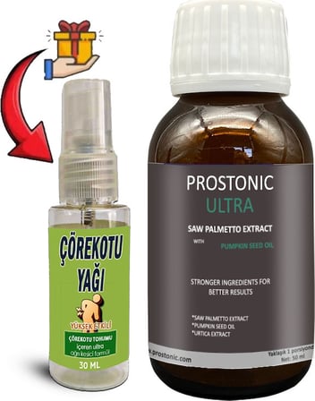 Prostonic Ultra 1 Kutu Erkeklere Sawpalmettolu Kabak Çekirdeği Ekstratlı 50 ml Şurup + Çörek Otu Masaj Yağı 30 ml