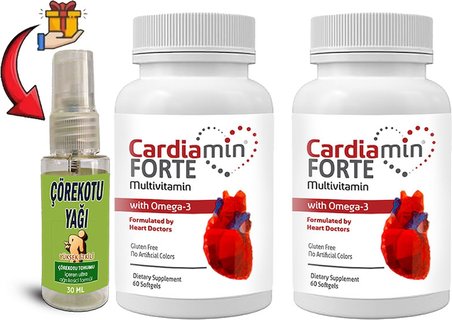 Cardiamin Forte 2 Kutu Multivitaminli OMEGA3LÜ 60 Soft Jel Kapsüllü Formül + Çörek Otu Masaj Yağı 30 ml