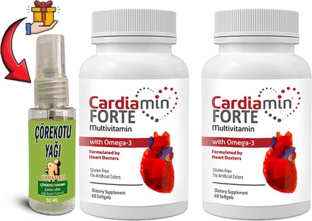 Cardiamin Forte 2 Kutu Multivitaminli OMEGA3LÜ 60 Soft Jel Kapsüllü Formül + Çörek Otu Masaj Yağı 30 ml