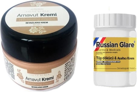 Three Brand 50 ml Arnavut Aklık Kremi 1 Ad + Russıan Glare Tüy Dökücü Azaltıcı Merhem 50ML 1 Ad