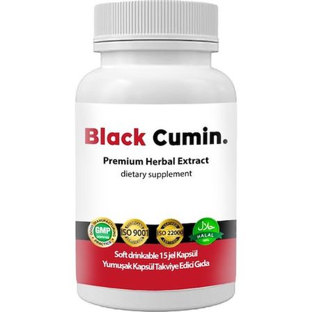 Black Cumin - Soğuk Sıkım Siyah Kimyon Tohumu Yağı ile Nigella Sativa Tohumlu 15 Soft Jel Kapsül