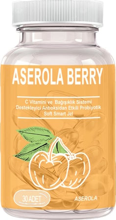 Aserola Berry: 1 Adet Aserola Ekstresi Içeren C Vitaminli Antioksidanlı Probiyotik 30LU Soft Jel Kapsüller