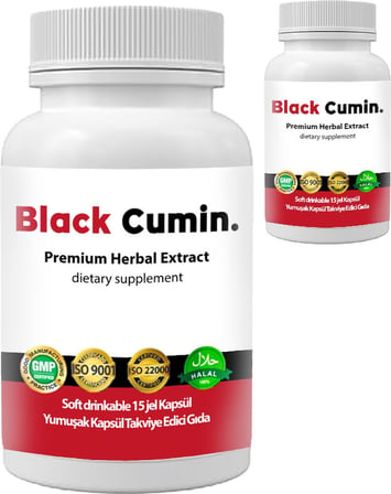Black Cumin - 2 Adet Soğuk Sıkım Siyah Kimyon Tohumu Yağı ile Nigella Sativa Tohumlu 15 Soft Jel Kapsül
