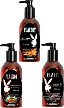 Playboy 3 Adet Playboy Çilek Aromalı Kokulu Ve Isıtıcılı Rahatlatıcılı Vücut Masaj Yağı