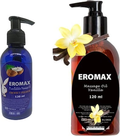 Eromax Vanilya Aromalı Jell + Hindistan Cevizli Yenilebilir Masaj Yağı Seti