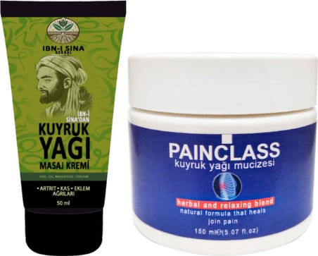 İbn-i Sina Kuyruk Yağı Dindirici Krem Kas Sırt Bel El Ayak Kullanım 50 ml + 150 ml Painclass Büyük Boy Teskin Kremi