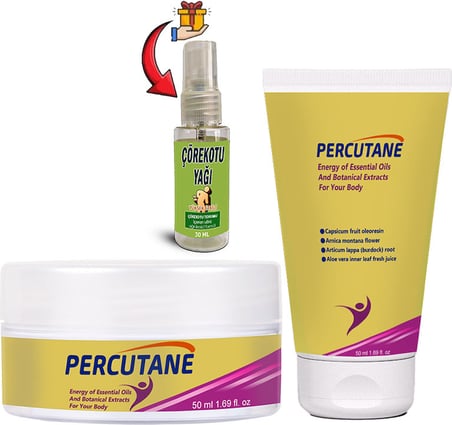 Percutane Kapsikum Meyvesi Oleoresini Arnika Montana Çiçeği Dulavratotu Kremi Tüp + Kavanoz  50ML + Çörekotu Yağı