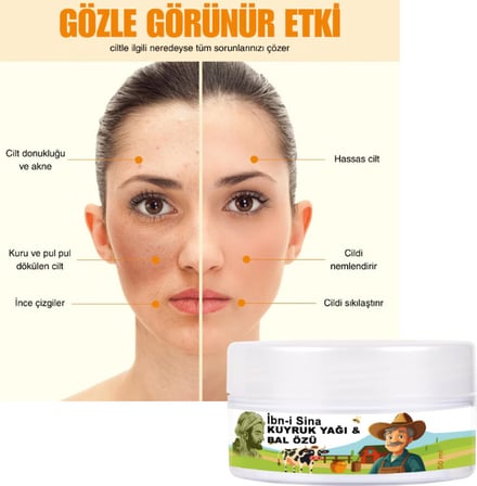 Ibn-I Sina 2 Adet 50 ml Kavanoz Kuyruk Yağı ve Bal Özü / Yüz Bakım Kremi
