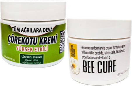 2 Adet Çörek Otu Kremi Orta Boy 100 ml Krem + Bee Cure Krem 150 ml / Vücut Fıtıkagrilarina