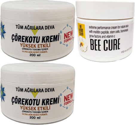 Çörek Otu Kremi  White Box 2 Adet 200 ml + Beecure Krem 150 ml / Teskin Krem Seti