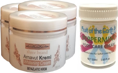 Three Brand 100 ml Arnavut Aklık Kremi 3 Adet + Foot Care Cream Cooling Peppermint 50ML Ayak Bakım Kremi Nane Ferahlığı ve Kokusu 1 Adet