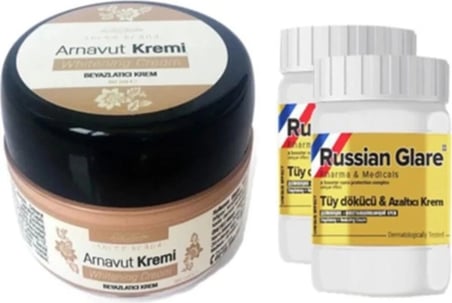 Three Brand 50 ml Arnavut  Kremi 1 Ad + Russıan Glare Tüy Dökücü Azaltıcı Merhem 50 ml 2 Ad