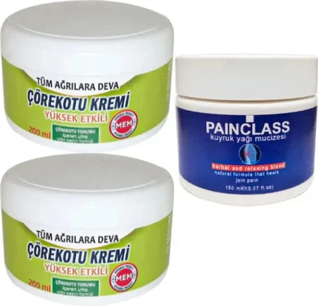Süper Çörek Otu Kremi Xl Boy 2X200 ml +150 ml Kuyruk Yağı Kremi Painclass