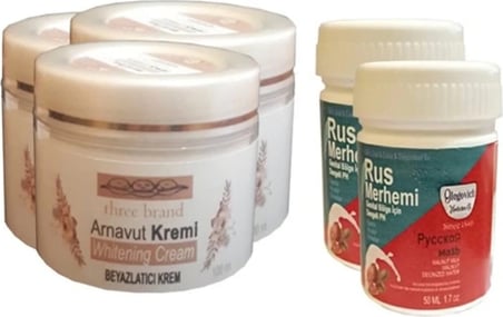 Three Brand Vücut Kremi 100 ml Arnavut Kremi3 Adet + Rus Merhemi 50 ml 2 Adet
