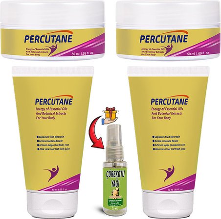 Percutane 2 Şer Tane Tüp + Kavanoz: Kapsikum Arnika Montana Dulavratotu Kökü Kremi 50ML + Çörekotu Yağı