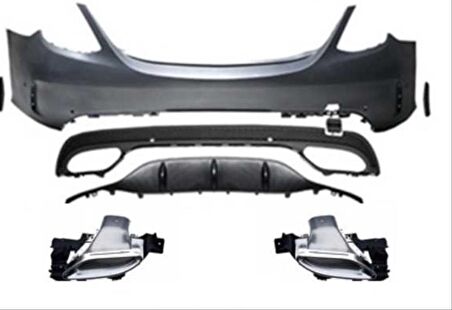 W205 C SERISI IÇIN UYUMLU MAKYAJLI   AMG GÖRÜNÜM ARKA TAMPON & EGZOZ