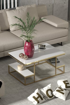 Delux Orta Sehpa Beyaz 90x60 cm