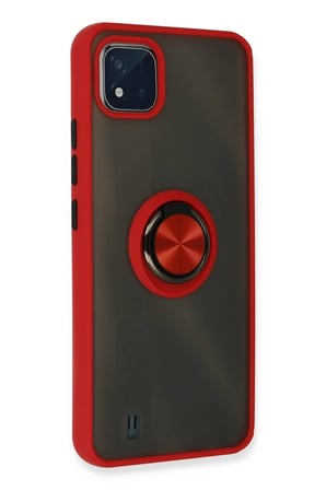 Realme C11 2021 Uyumlu Kılıf Montreal Yüzüklü Silikon Kapak - Kırmızı