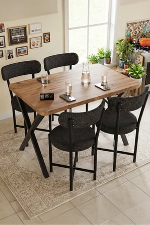 Sandalye 2 Adet Keten Kumaş Metal Ayak Modern Mutfak Sandalyesi Cafe Balkon Ofis Teddy 9813 Antrasit