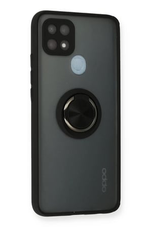 Oppo A15 Uyumlu Kılıf Montreal Yüzüklü Silikon Kapak - Siyah