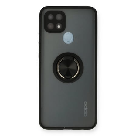 Oppo A15 Uyumlu Kılıf Montreal Yüzüklü Silikon Kapak - Siyah