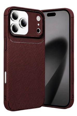 Apple İphone 17 Pro Max Uyumlu Auto Focus Karbon Kapak Bordo