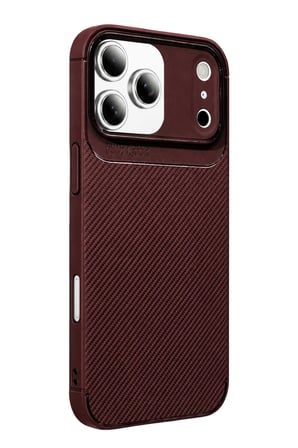 Apple İphone 17 Pro Max Uyumlu Auto Focus Karbon Kapak Bordo
