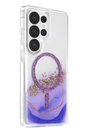 Onegif Samsung Galaxy S26 Ultra Uyumlu Lotus Simli Magsafe Kapak - Mor