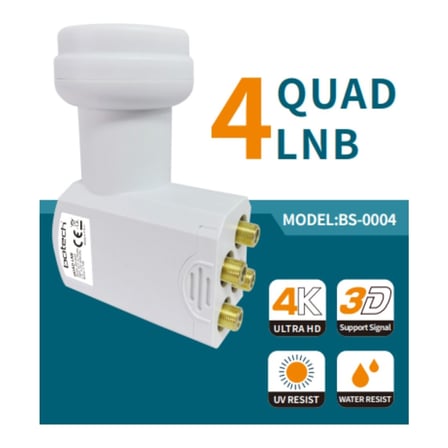 Uydu LNB Quad (4 Çıkış) 0.1dB 4K Ultra HD Universal