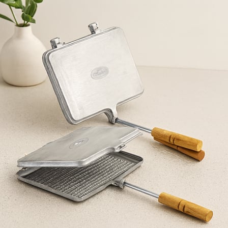 Bezos El Tost Makinesi Paslanmaz Çelik Döküm Alüminyum Siyah