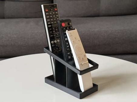 3D Baskı Üç Bölmeli Basamaklı Kumanda Standı Modern Kumanda Tutucu Siyah