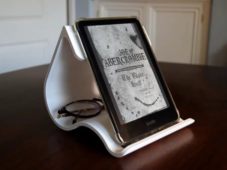 3D Baskı Kavisli Kitap ve Kindle Standı Okuma İstasyonu Dalgalı Kitap Tutucu Okuma Standı Beyaz