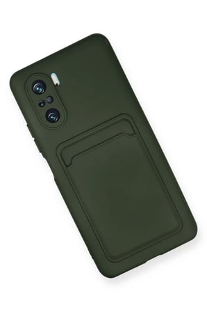 Xiaomi Poco F3 Uyumlu Kılıf Kelvin Kartvizitli Silikon - Koyu Yeşil