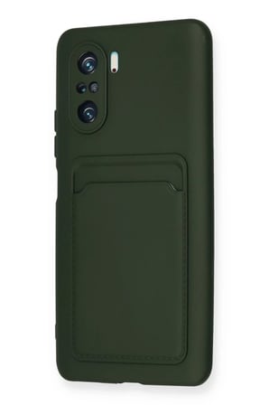 Xiaomi Poco F3 Uyumlu Kılıf Kelvin Kartvizitli Silikon - Koyu Yeşil