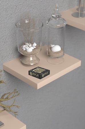 3 lü Kare Duvar Rafı Bej