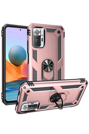 Xiaomi Redmi Note 10 Pro Uyumlu Kılıf Sofya Yüzüklü Silikon Kapak - Rose