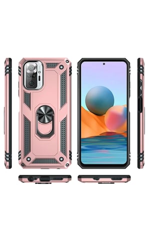 Xiaomi Redmi Note 10 Pro Uyumlu Kılıf Sofya Yüzüklü Silikon Kapak - Rose