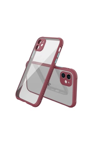 Apple iPhone 12 Mini Uyumlu Kılıf Miami Şeffaf Silikon - Fuşya
