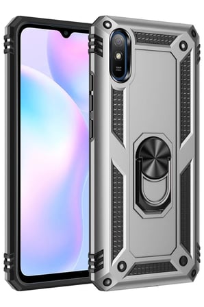Xiaomi Redmi 9A Uyumlu Kılıf Sofya Yüzüklü Silikon Kapak - Gümüş