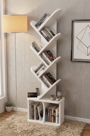 Yaprak Kitaplık Suntalam Beyaz 45x132