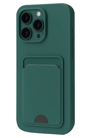 Apple iPhone 16 Plus Uyumlu Kılıf Kelvin Kartvizitli Silikon - Koyu Yeşil