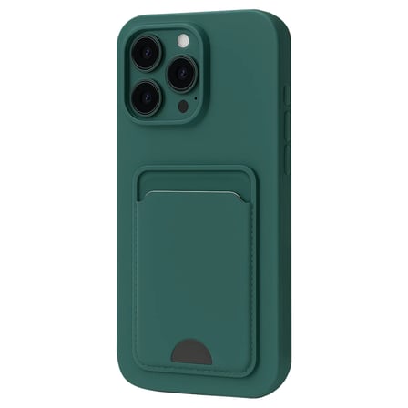 Apple iPhone 16 Plus Uyumlu Kılıf Kelvin Kartvizitli Silikon - Koyu Yeşil